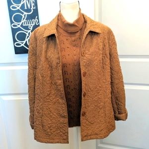 Mushroom brown twin-set w/quilted jacket